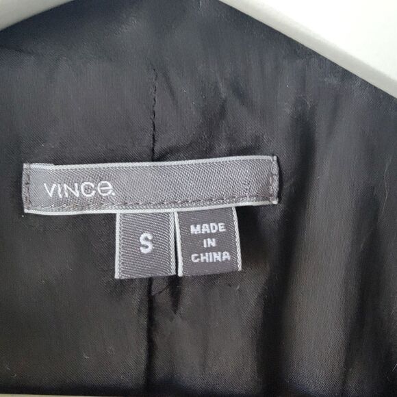 Vince Women's Genuine Leather Open Draped Front  Collar Jacket size S in black - Picture 5 of 7